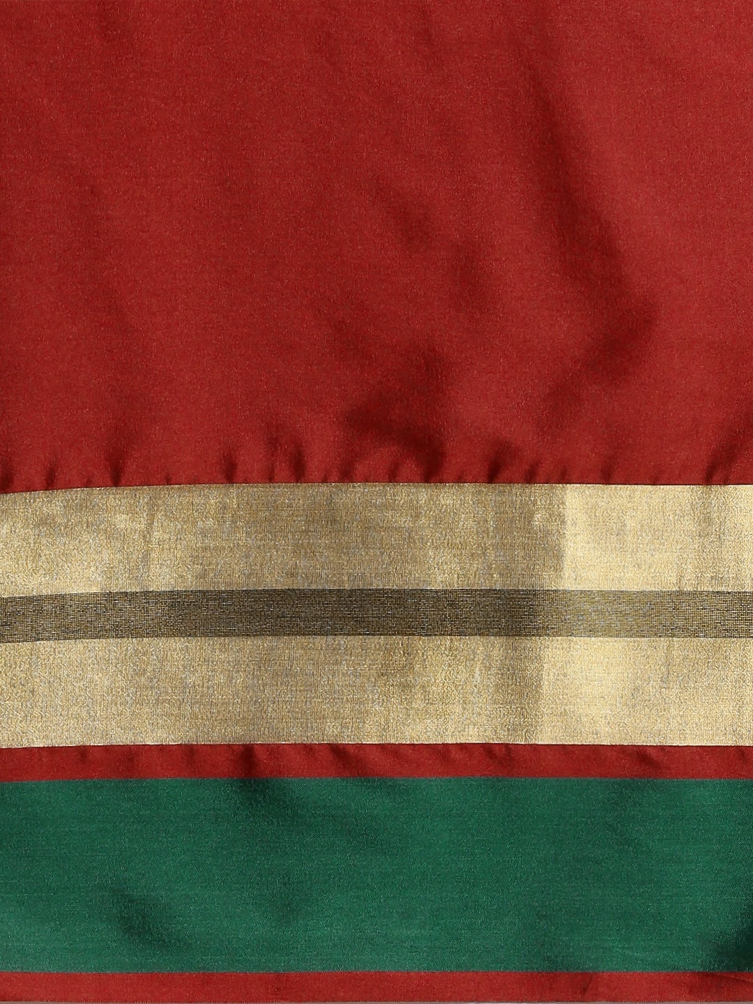 Saree Mall Red & Green Solid Saree