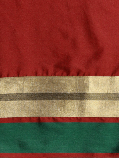 Saree Mall Red & Green Solid Saree