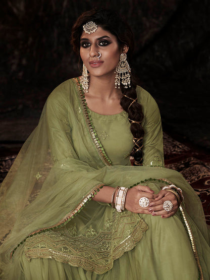 Myra Parrot Net Embroidered Sharara Suit