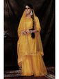 Myra Mustard Net Embroidered Sharara Suit