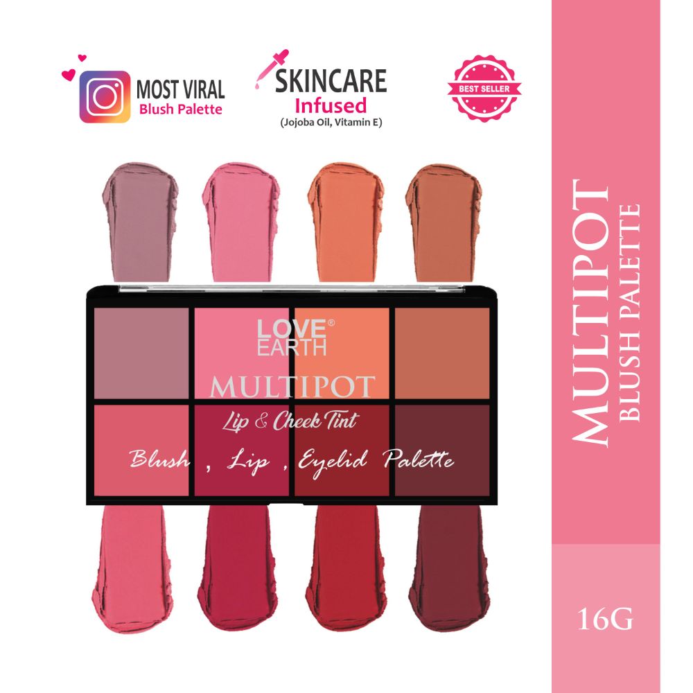 Love Earth Blush, Lips, Eyelid Palette With Richness Of Jojoba Oil And Vitamin E