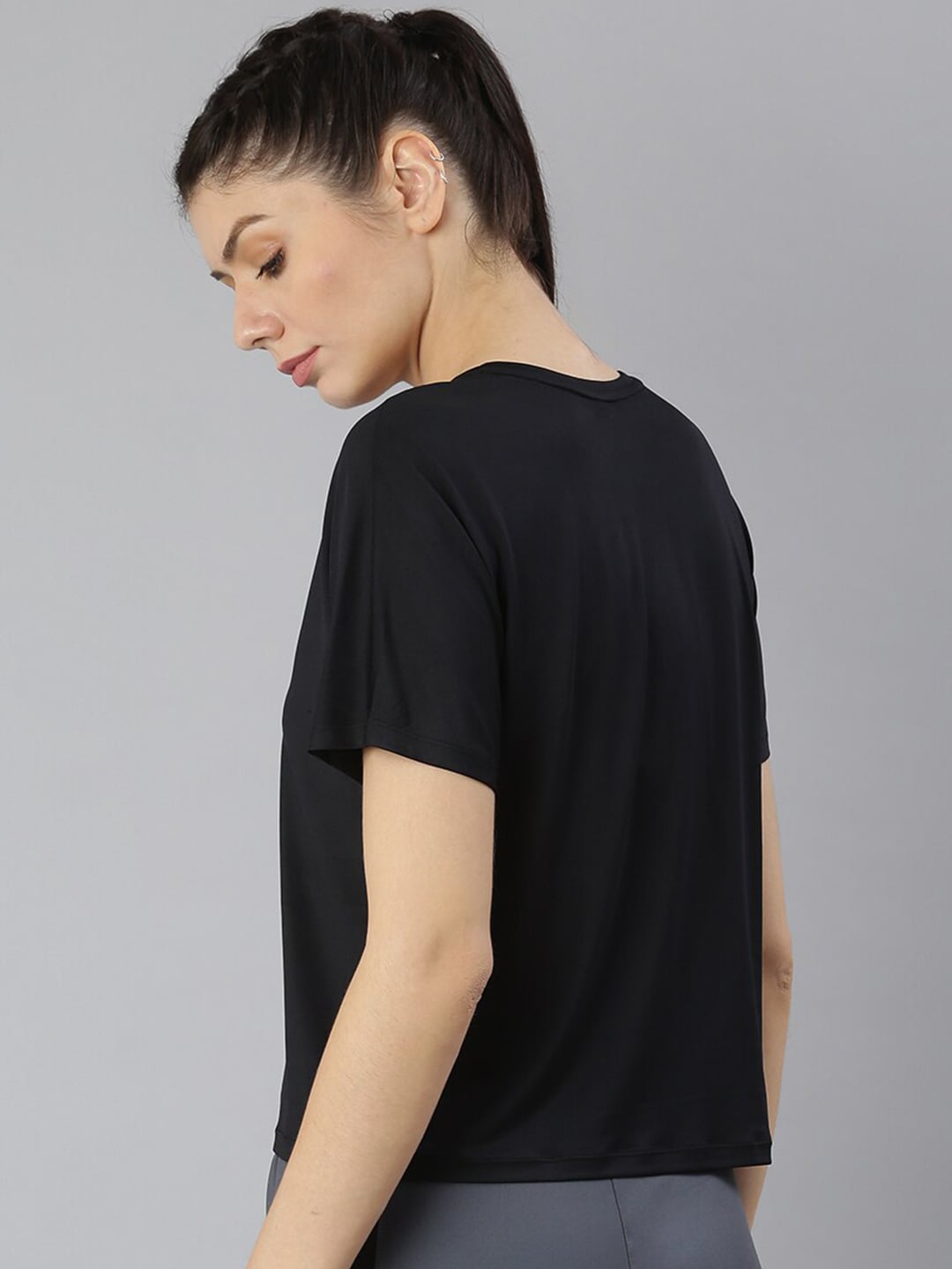 MKH Typography Printed Round Neck Crop Sports T-shirt