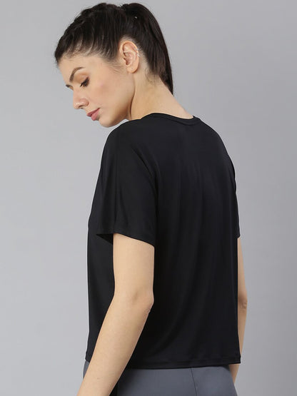MKH Typography Printed Round Neck Crop Sports T-shirt