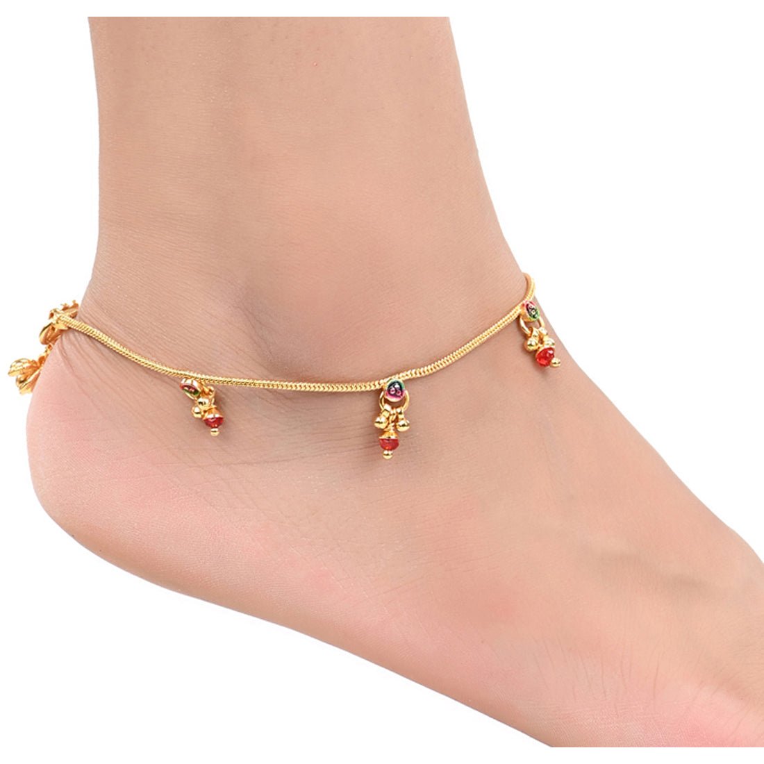 AanyaCentric Gold-Polished Traditional Anklets Payal - Classic and Stylish for Women and Girls