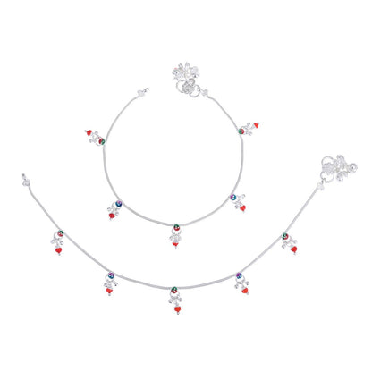 AanyaCentric Silver Plated Traditional Anklets Payal - Classic and Stylish for Women and Girls