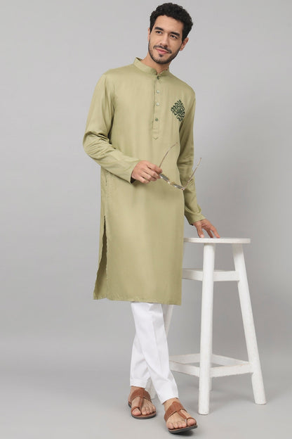 Laurel Embroidered Cotton Kurta by Hilo Design