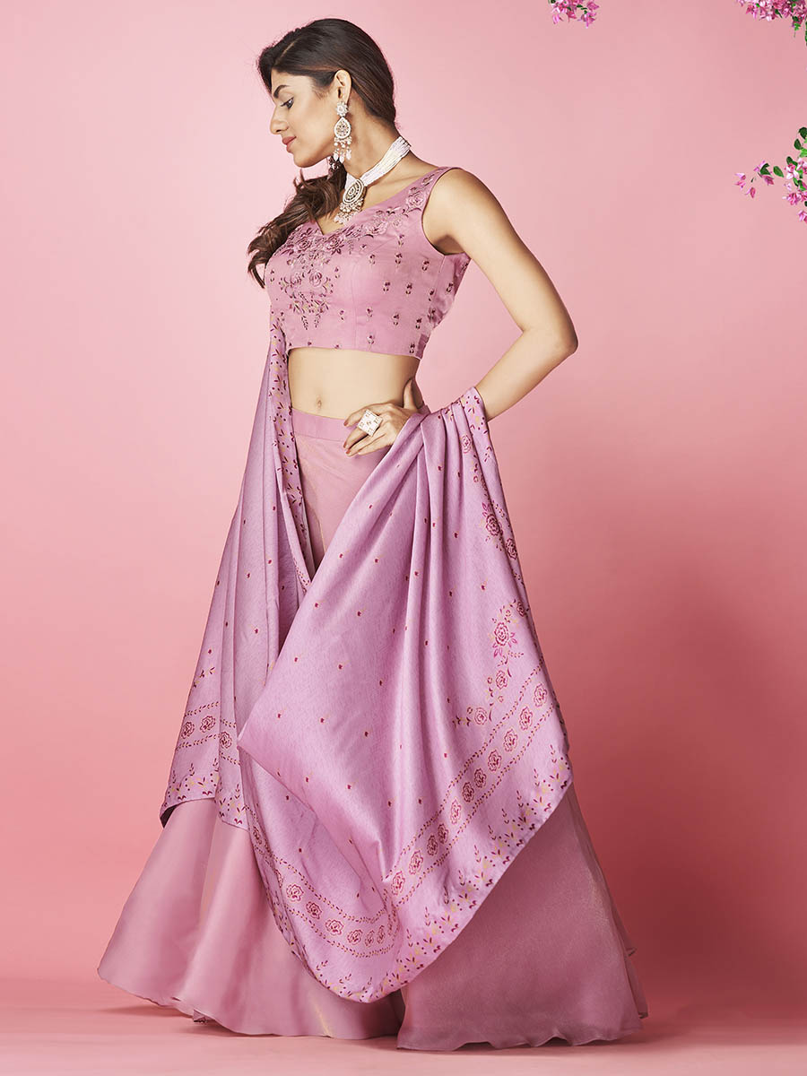 Myra Lilac Art Silk Designer Lehenga