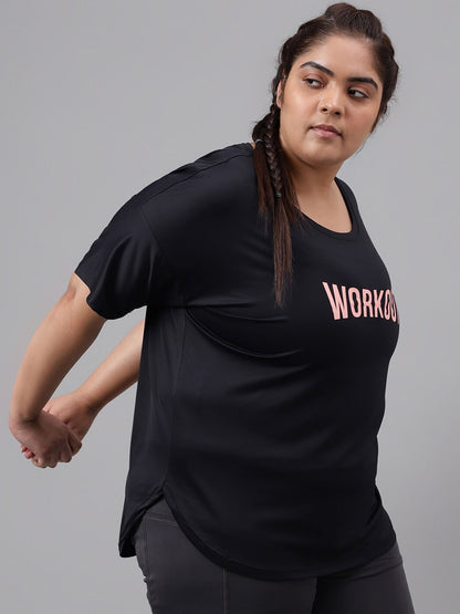 MKH Plus Size Typography Printed Dri-FIT T-shirt