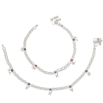 AanyaCentric Silver Plated Traditional Anklets Payal - Classic and Stylish for Women and Girls