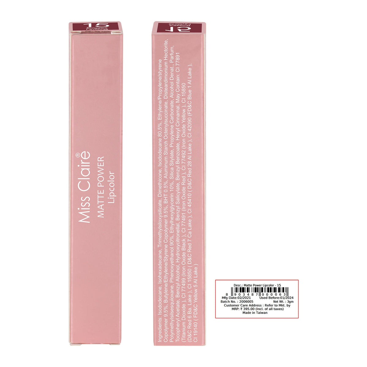 Miss Claire Matte Power Lipcolor - 15-Bloggers Favourite