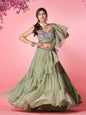Myra Olive Green Art Silk Designer Lehenga
