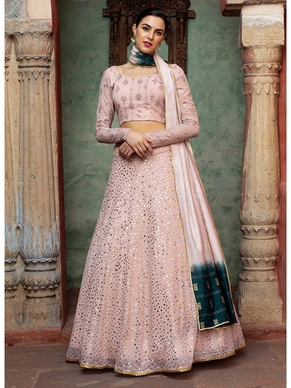 Myra Dusty Pink Georgette Embroidered Designer Lehenga