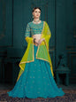 Myra Peacock Blue Georgette Embroidered Lehenga