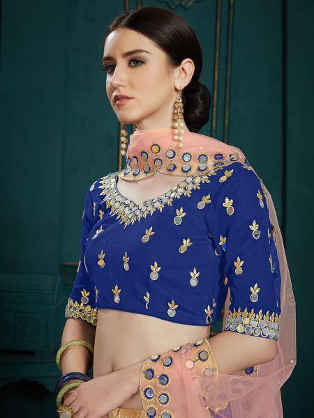 Myra Navi Blue Georgette Embroidered Lehenga