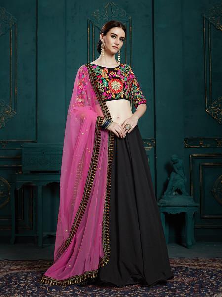 Myra Black Georgette Embroidered Lehenga