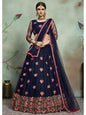 Myra Navy Blue Soft Net Heavy Embroidered Lehenga