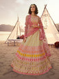 Myra Beige Embroidered Organza Lehenga