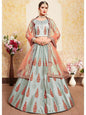 Myra Grey Satin Embroidered Lehenga