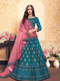 Myra Sky Blue Satin Embroidered Lehenga