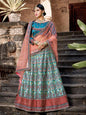 Myra Skyblue Satin Embroidered Lehenga