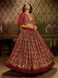 Myra Maroon Embroidered Net Lehenga