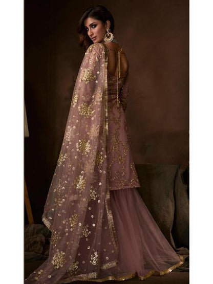 Myra Purple Soft Net Gharara Suit