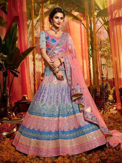 Myra Grey and Pure Organza Embroidered Lehenga
