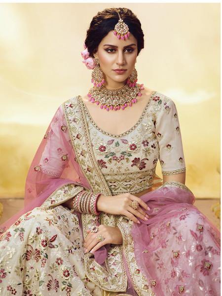 Myra Off White Heavy Embroidered Georgette Lehenga