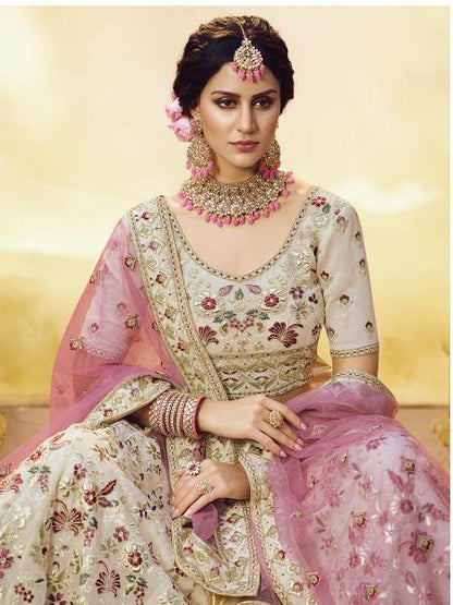 Myra Off White Heavy Embroidered Georgette Lehenga