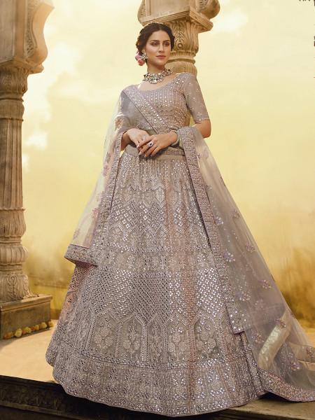 Myra Onion Heavy Embroidered crepe Lehenga