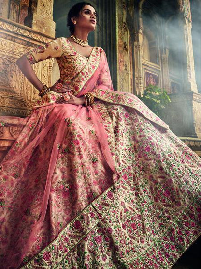 Myra Jute White Art Silk Embroidered Lehenga