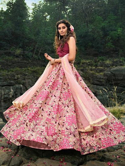 Myra Magenta Pink Embroiderd Net Lehenga Choli