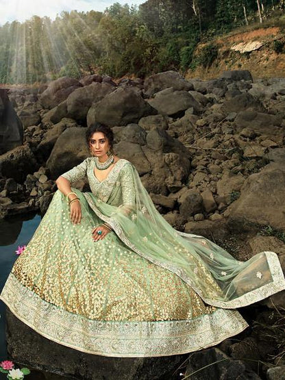 Myra Pastel Green Art Silk Lehenga