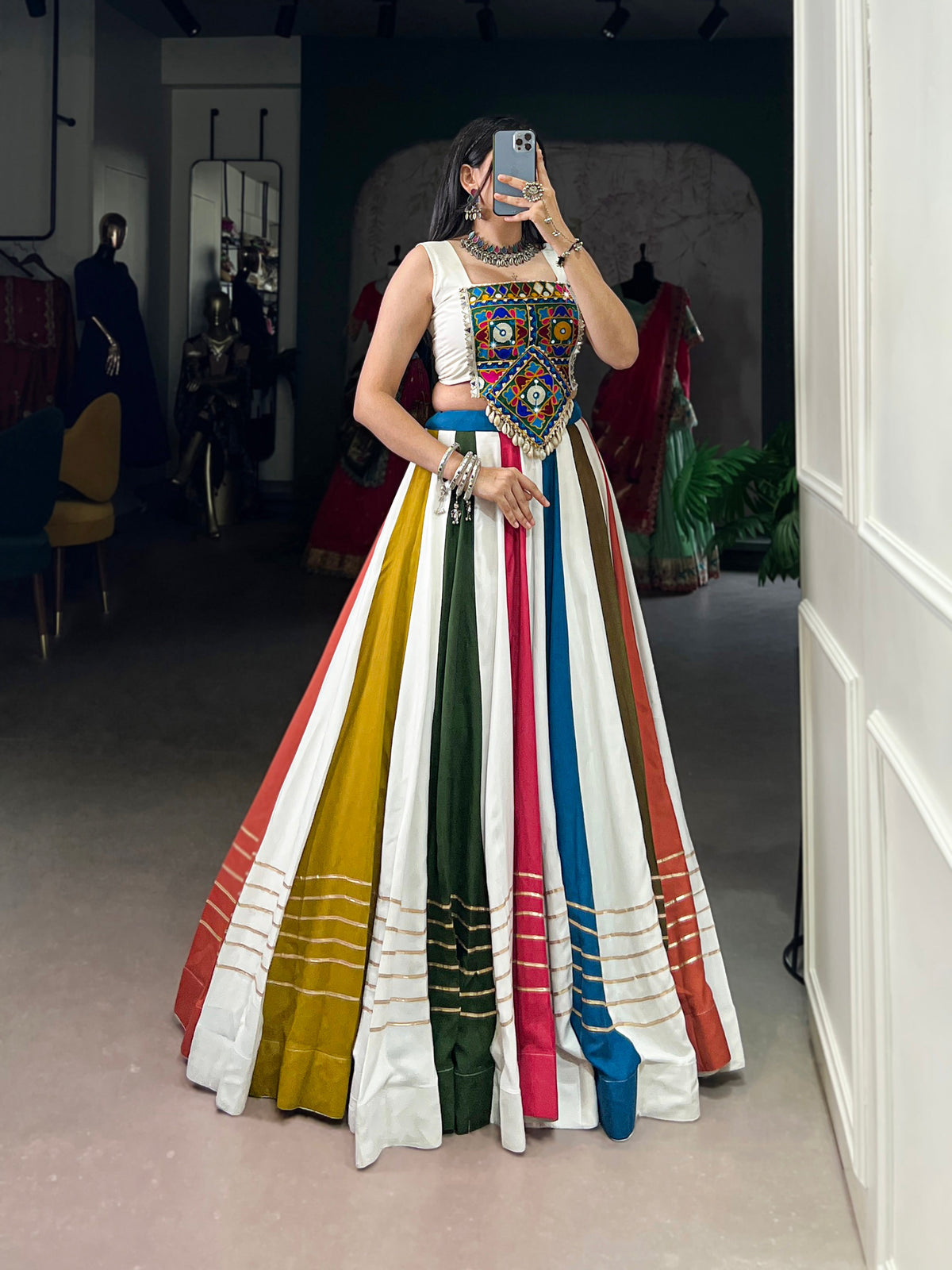 Lorenvalley Pure Rayon Gota Patti Lace Touch Up Lehenga Choli