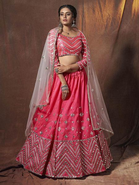 Myra Rama Embroidered Soft Net Lehenga