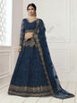 Myra Deep Blue Heavy Embroidered Net bridal Lehenga