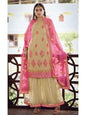Myra Beige Heavy Embroidered Gharara Suit