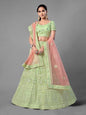 Myra Pista Heavy Embroidered Soft Net bridal Lehenga