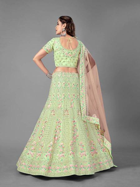 Myra Pista Heavy Embroidered Soft Net bridal Lehenga