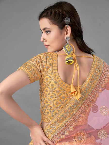 Myra Latest Yellow Heavy Embroidered Art Silk Bridal Lehenga