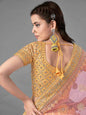 Myra Latest Yellow Heavy Embroidered Art Silk Bridal Lehenga