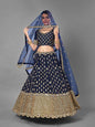 Myra Navy Blue Heavy Embroidered Art Silk Bridal Lehenga