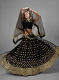 Myra Black Heavy Embroidered Georgette Bridal Lehenga
