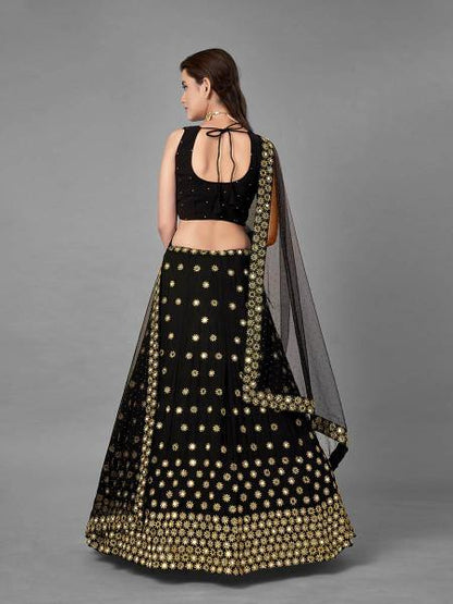 Myra Black Heavy Embroidered Georggette bridal Lehenga
