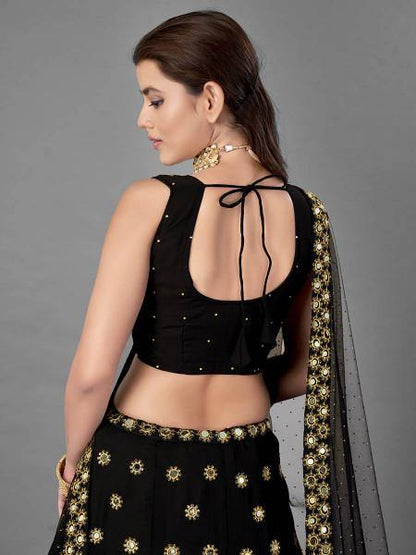 Myra Black Heavy Embroidered Georggette bridal Lehenga