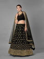 Myra Black Heavy Embroidered Georgette Bridal Lehenga