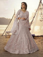 Myra Dusty Pink Embroidered Organza bridal Lehenga