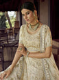 Myra Beautiful Off White Heavy Embroidered Georgette Traditional Bridal Lehenga