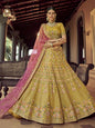 Myra Mustard Heavy Embroidered Georgette bridal Lehenga