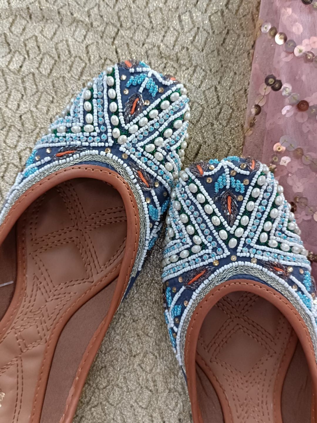 Desi Colour Women Indian Ethnic Footwear-Navy Blue Criss Cross